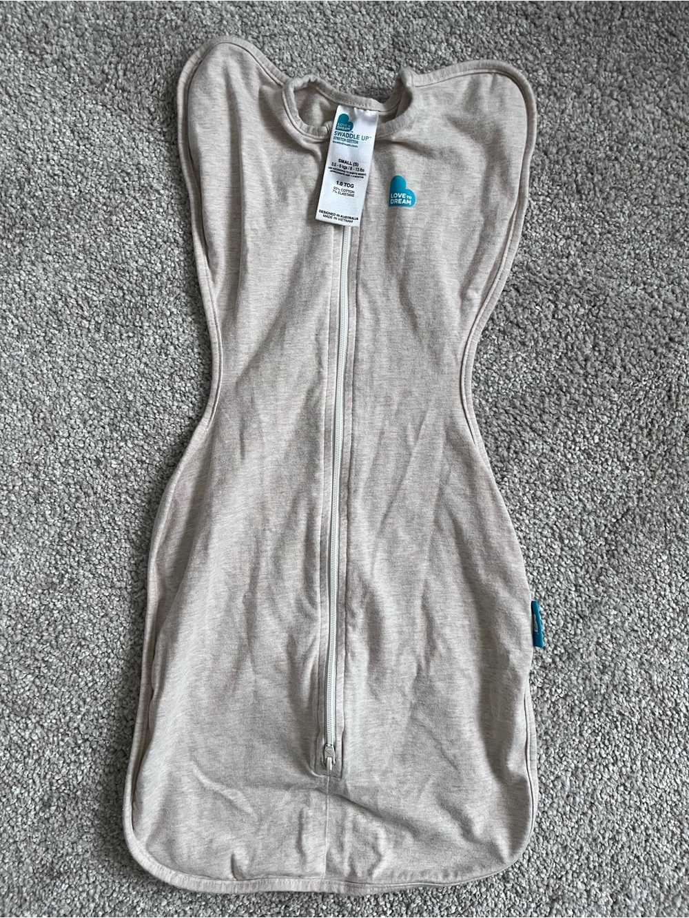 Love to dream Neutral Beige Swaddle Sleep Sack with Front Zipper